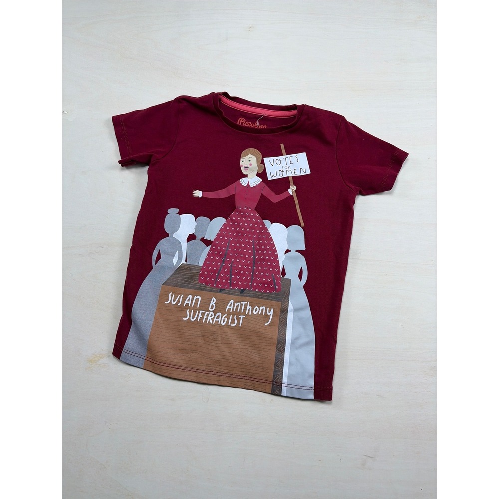 Piccolina Susan B Anthony Suffragist Graphic Tee Burgundy 5T Trailblazer Shirt